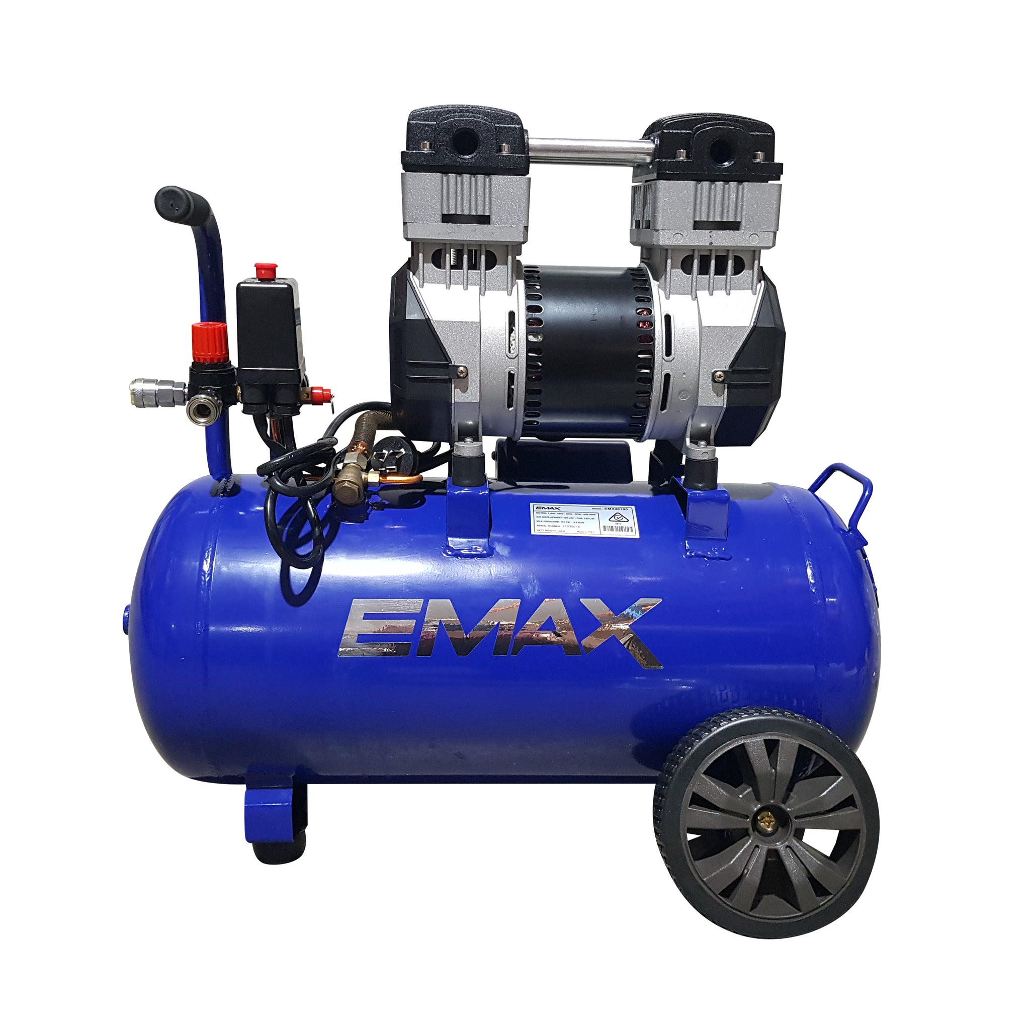 Emax Silenced 40L 1100W/1.48HP Oil-less Air Compressor - EMX40100 (*Bulky Item, Freight Charges Apply)