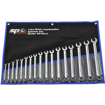 SP Tools 17 Piece Metric Combination Ring Spanner Roll Set - SP10017