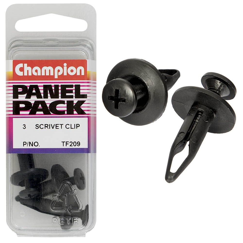 Champion Fasteners Scrivets (17.5mm Head, 23mm Length, to Suit 6.4mm Hole) - Pack of 3 - TF209