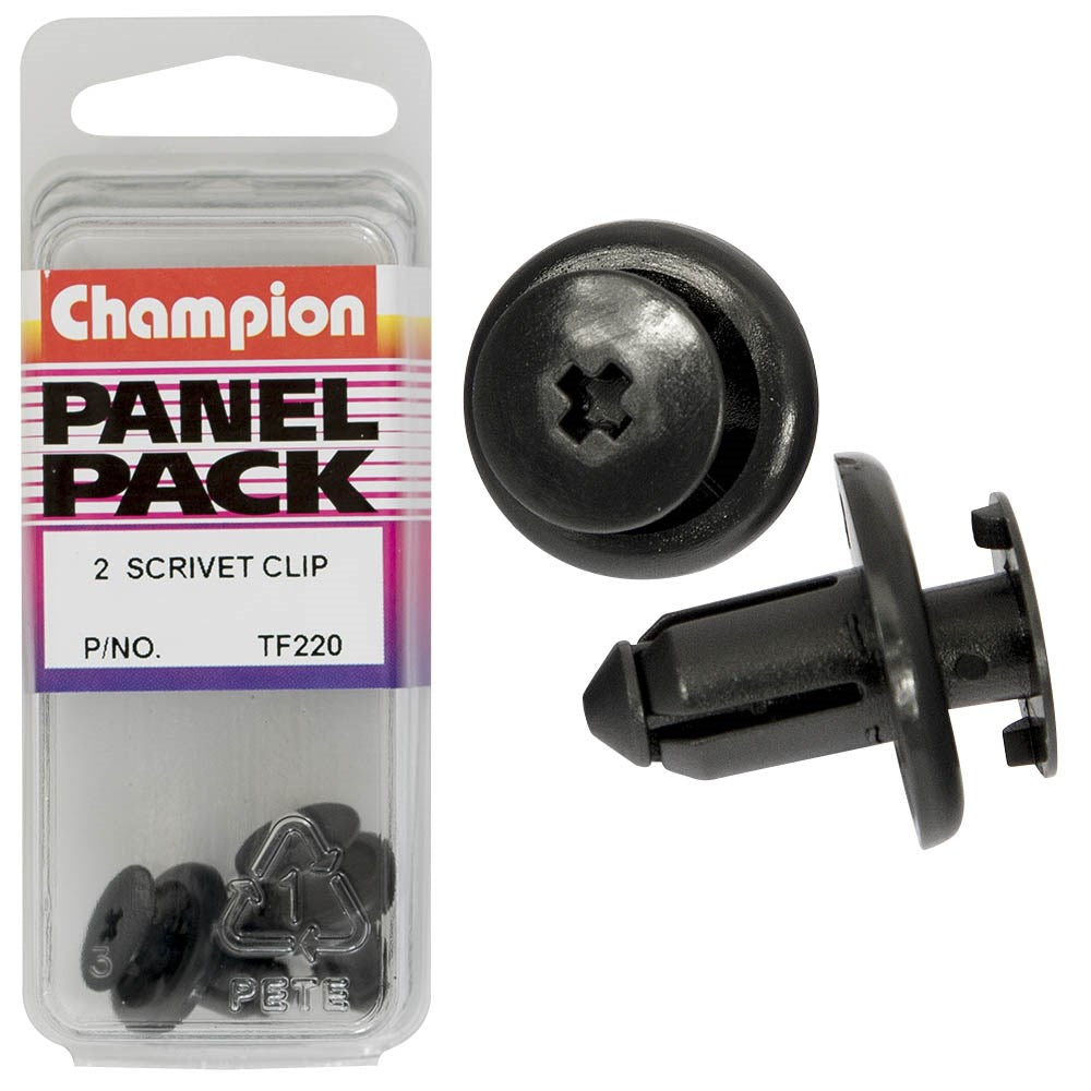 Champion Fasteners Push Rivets (18mm Head, 21mm Length, 7.8mm Stem) - Pack of 2 - TF220