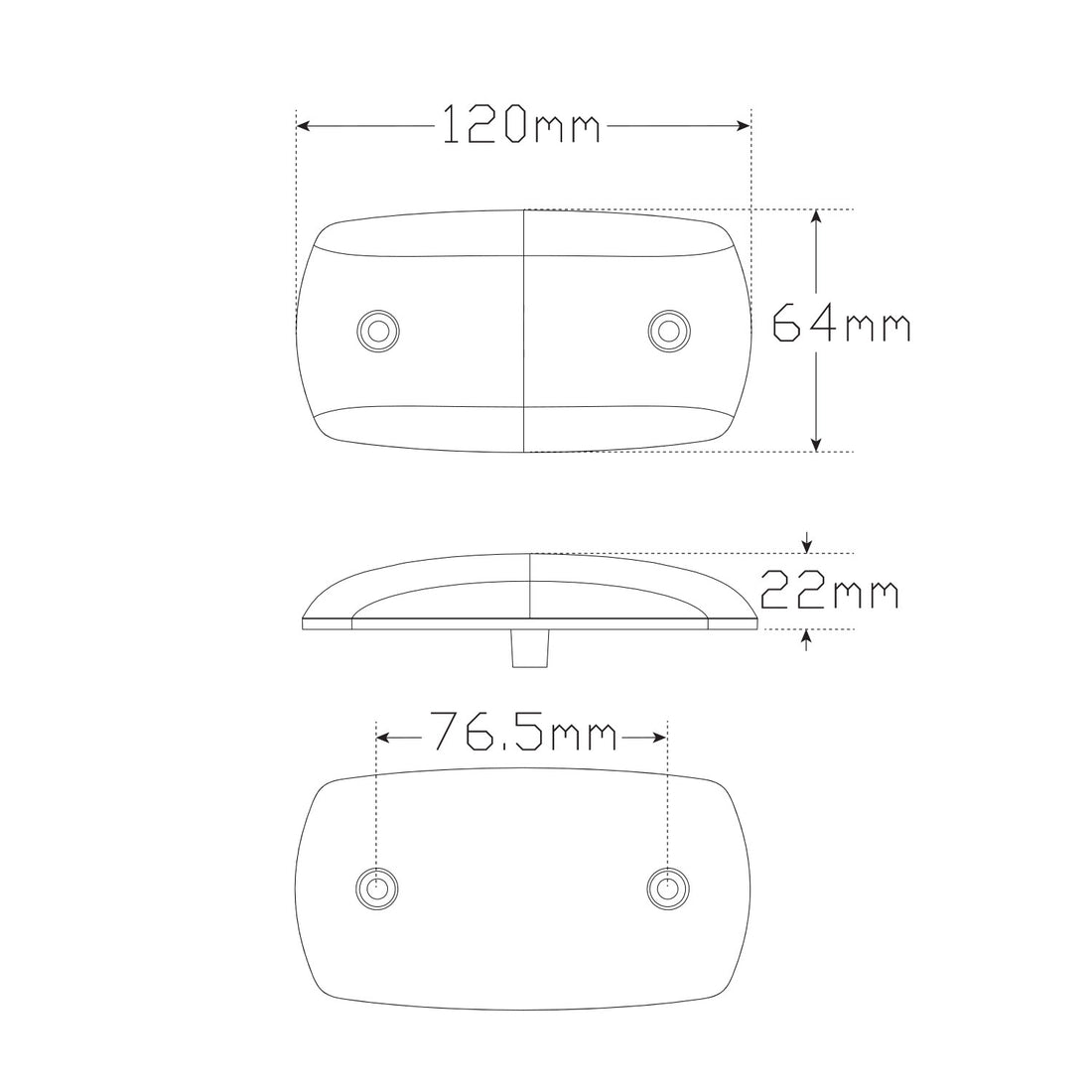 69AM LEDAUTOL AMBER SIDE MARKER 12- 24V 120 X 69 X 20MM BLISTER AD