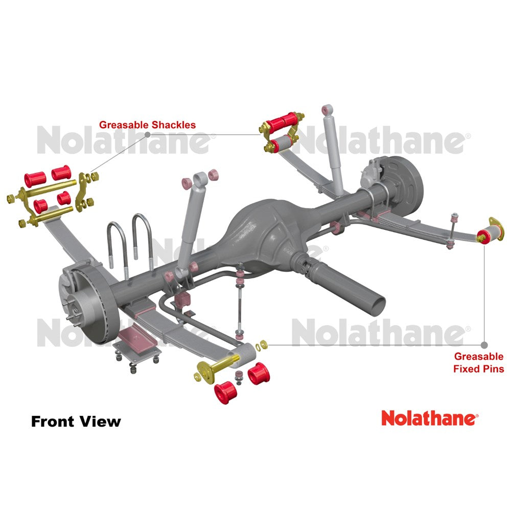 Nolathane Rear Leaf Spring Bushing and Greaseable Shackle/Pin Kit - NEK41