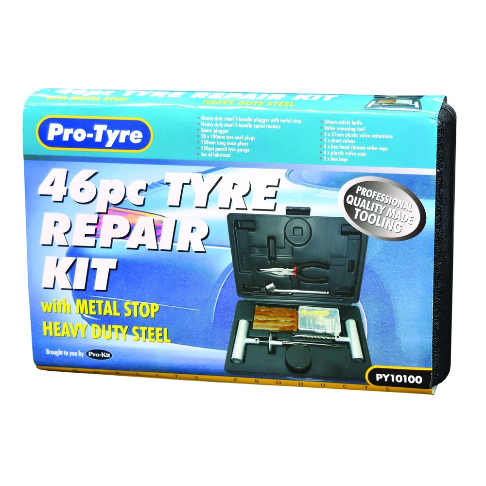 PKTool ProTyre 46 Piece Heavy Duty Car and 4WD Rope Seal Emergency Tyre Repair Kit with Metal Stop - PY10100