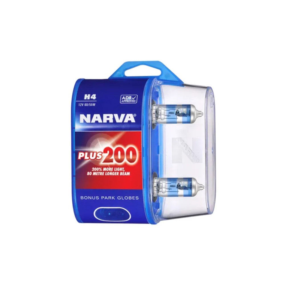 Narva 48392BL2 H4 P43t 12V 60/55W Plus 200 Globes - Twin Pack