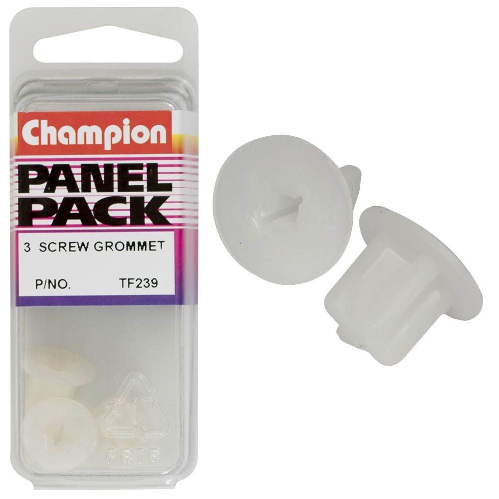 Champion Fasteners Screw Grommets (15.8mm Head, 11.2mm Length, 9.5mm Stem) - Pack of 3 - TF239