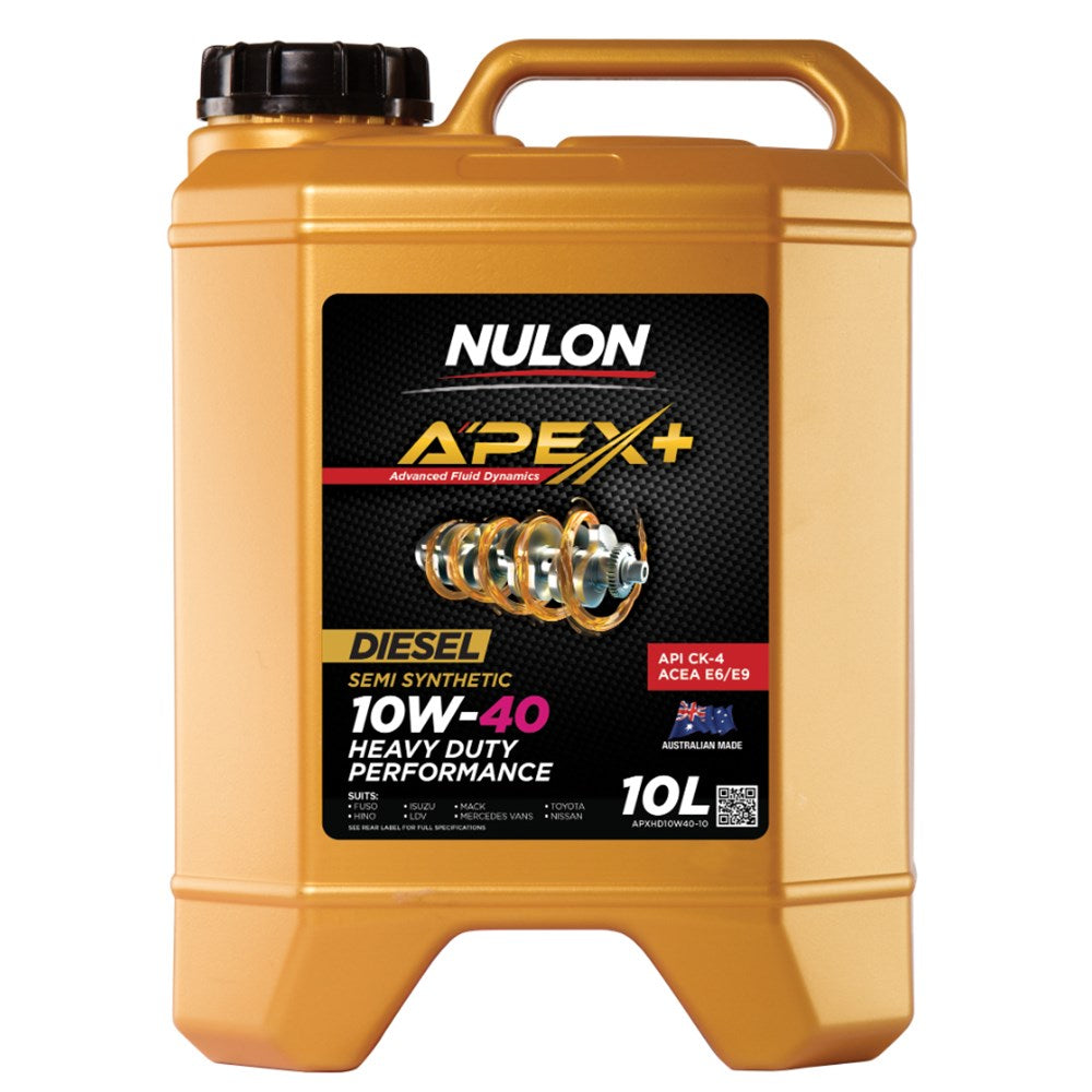 Nulon Apex+ 10W-40 Heavy Duty Performance Semi Synthetic CK-4/E6/E9 Diesel Engine Oil - 10L - APXHD10W40-10