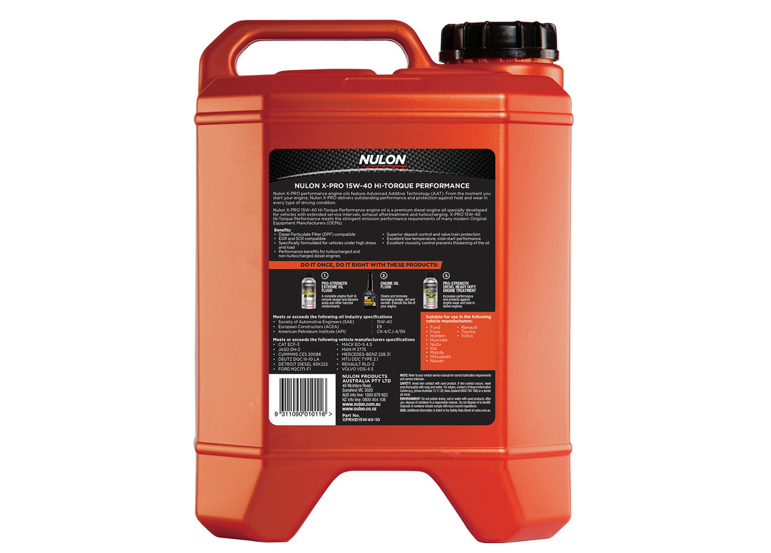 Nulon X-Pro 15W-40 Hi-Torque Performance Premium Mineral Diesel Engine Oil - 10L - XPRHD15W40-10