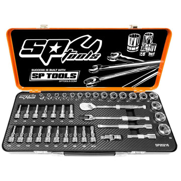 SP Tools 3/8 inch Dr Socket Set - Metric, Inhex, Torx & Spline - 39pc - SP20216