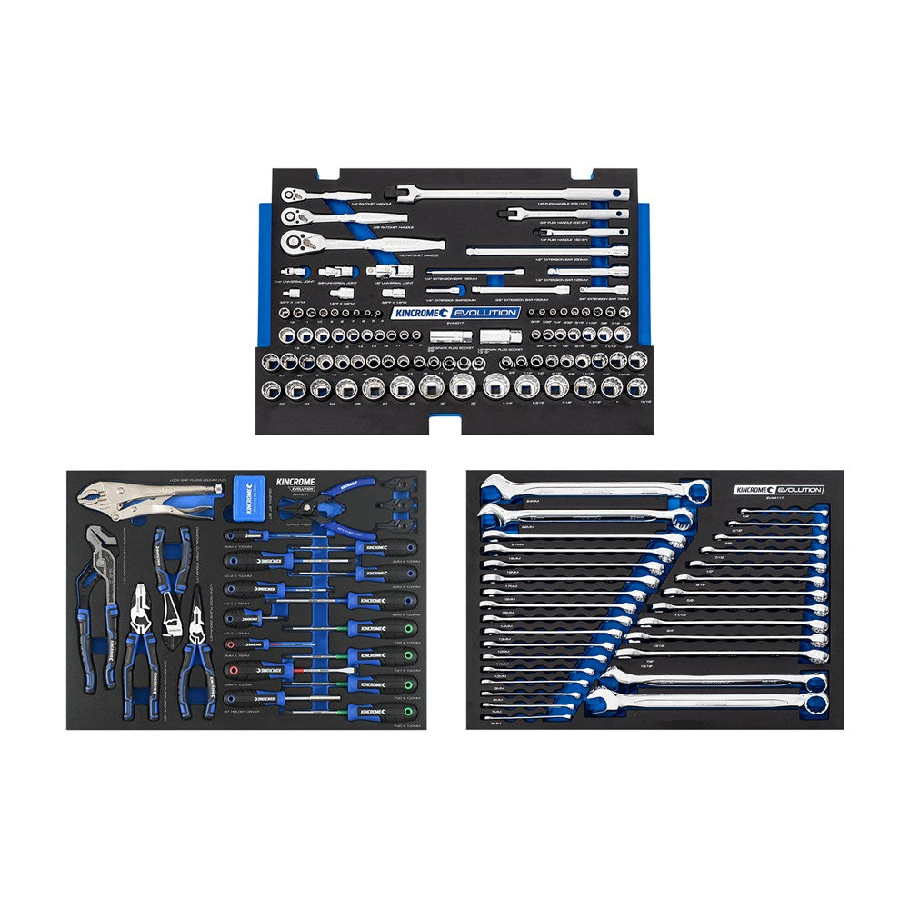 Kincrome Evolution Pursuit 209 Piece 11 Drawer Roller Cabinet and Tool Chest with Bonus Gear Spanner Set - P1931B (Bulky Item, Freight Charges Apply)