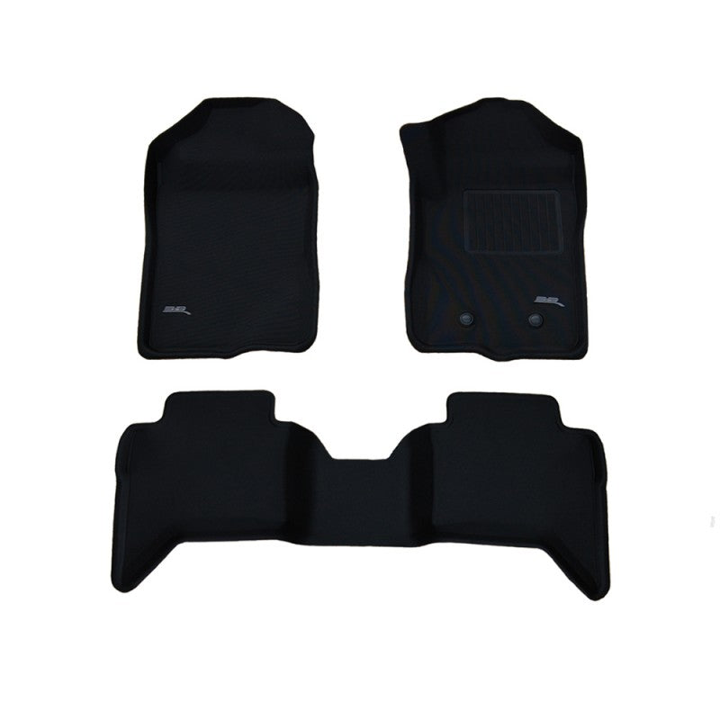 TruFit 3D Kagu Tailor Made Front and Rear Set of Black Rubber Floor Mats to Suit Dual/Crew Cab 2022 Onwards Next Gen Ford Ranger (Including Raptor) and VW Amarok - 3D-FRAN22P4BK (*Bulky Item, Freight Charges Apply)