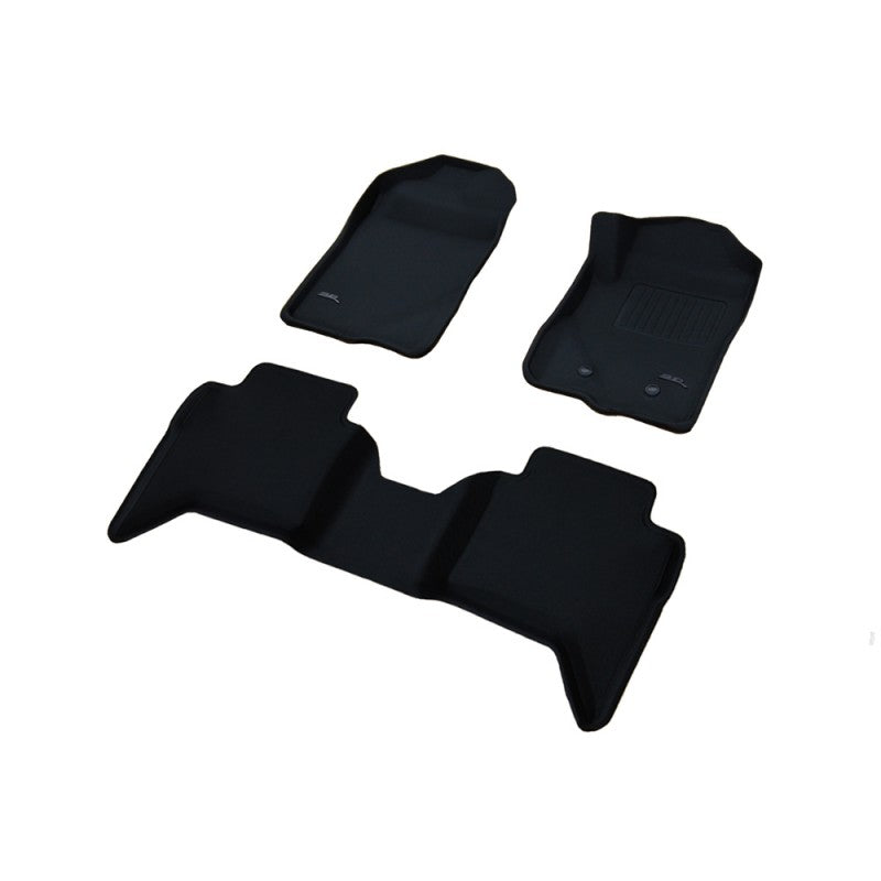 TruFit 3D to Suit Dual/Crew Cab 2022 Onwards Next Gen Ford Ranger (Including Raptor) and VW Amarok  Kagu Tailor Made Front and Rear Set of Black Rubber Floor Mats - 3D-FRAN22P4BK (*Bulky Item, Freight Charges Apply)