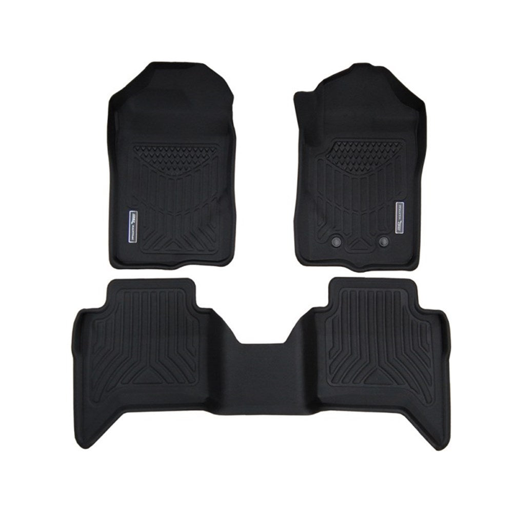 TruFit 3D to Suit Dual/Crew Cab 2022 Onwards Next Gen Ford Ranger (Including Raptor) and VW Amarok Maxtrac Tailor Made Front and Rear Set of Heavy Duty Black Rubber Floor Mats - 3D-FRAN22P4BKMAX (*Bulky Item, Freight Charges Apply)