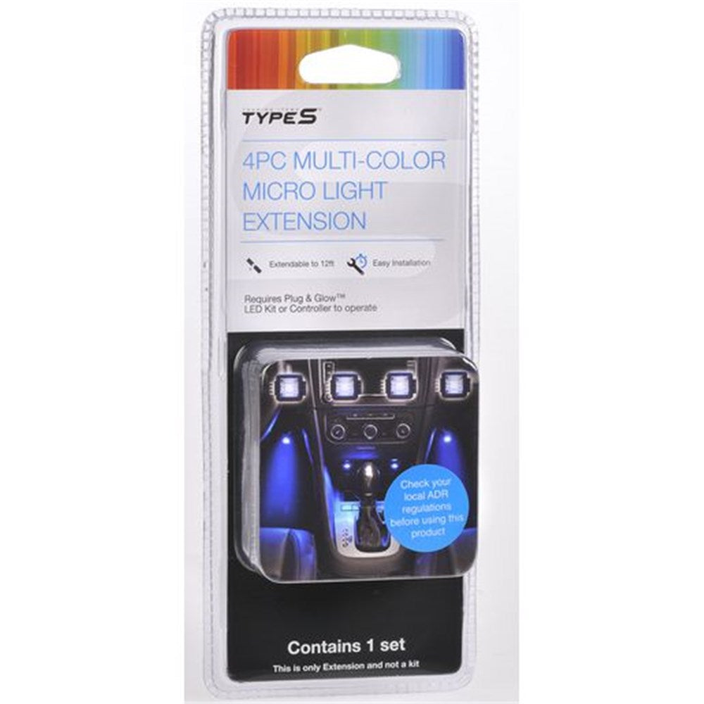 Type S GLM55259 4-Piece App Controlled Plug and Glow Interior Multi-Colour LED Micro Light Extension Set (Add - On to Suit Smart Lighting Kits)