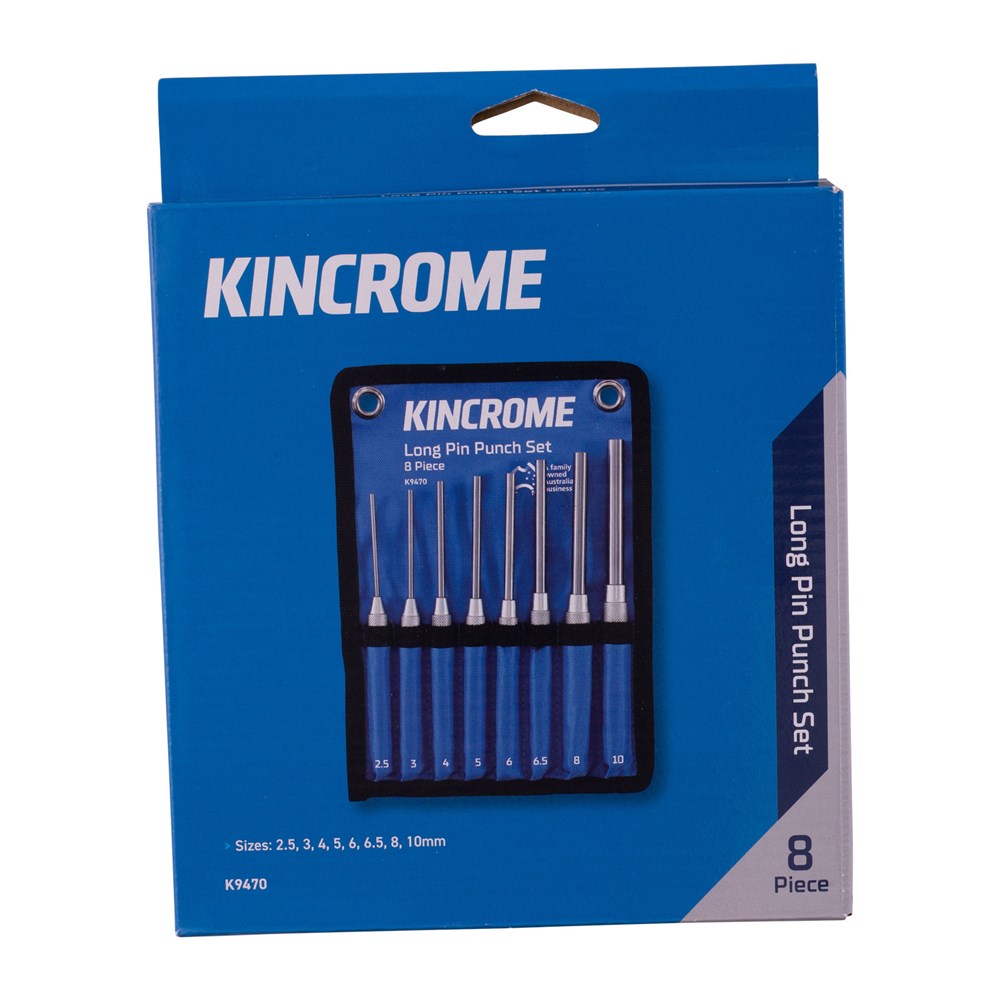 Kincrome 8 Piece Long Pin Punch Set with Carry Pouch - K9470