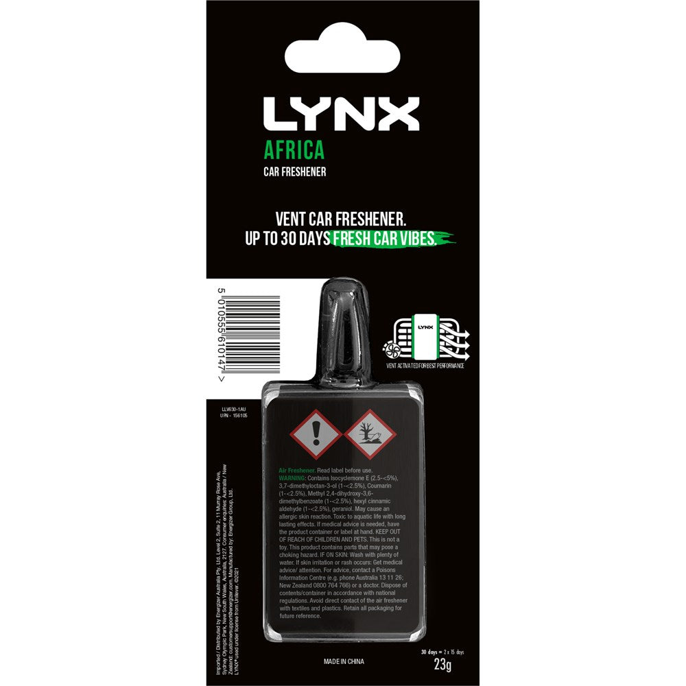 Lynx Vent Clip Air Freshener - Africa (Single) - E303523100