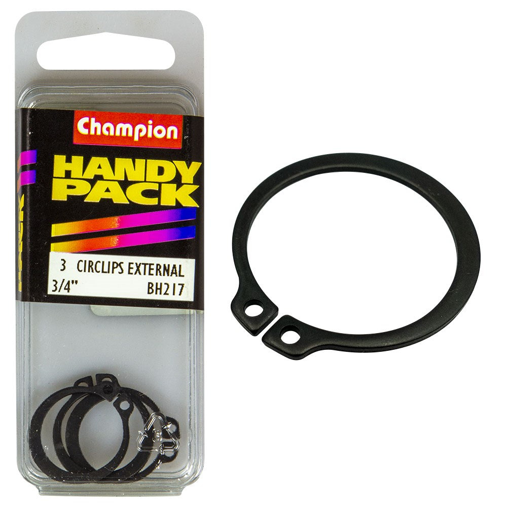 Champion Pack of 3 3/4 Steel External Shaft Circlips - BH217"