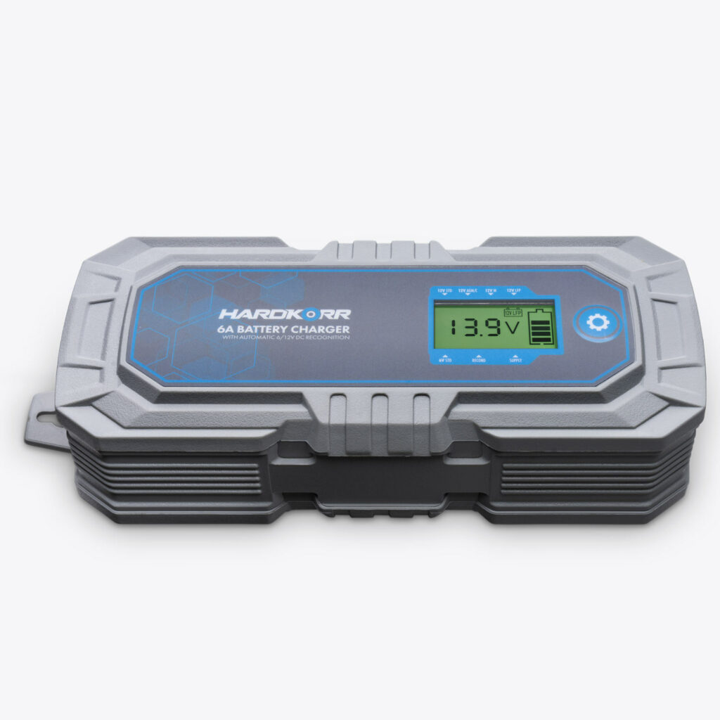 HardKorr HKPBATCHG6A 6A AC 6/12V AGM and Lithium (LiFePO4) Compatible Automatic Battery Charger