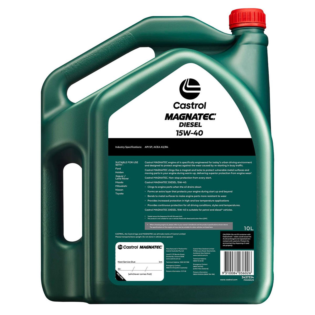 Castrol Magnatec Diesel 15W-40 Part Synthetic Diesel Engine Oil - 10L - 3437334