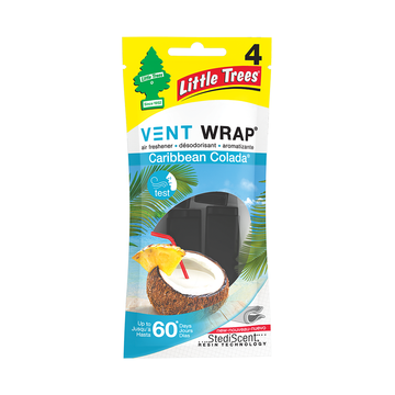 Little Trees Air Freshener Vent Wrap 4Pk - Caribbean Colada 52725