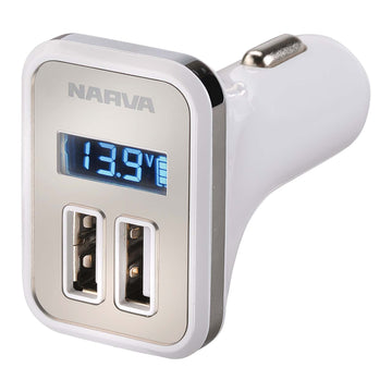 Narva Dual USB Adaptor With LED Volt/Amp Meter Display - 81057BL