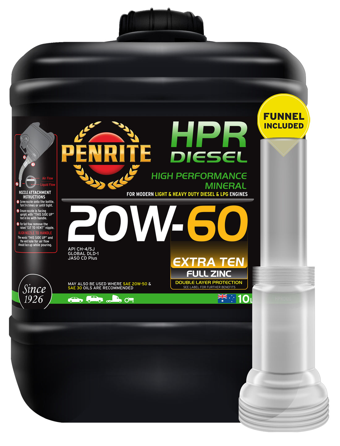 PENRITE HPR DIESEL 20W-60 PREMIUM MINERAL DIESEL ENGINE OIL, 10L - HPRD010