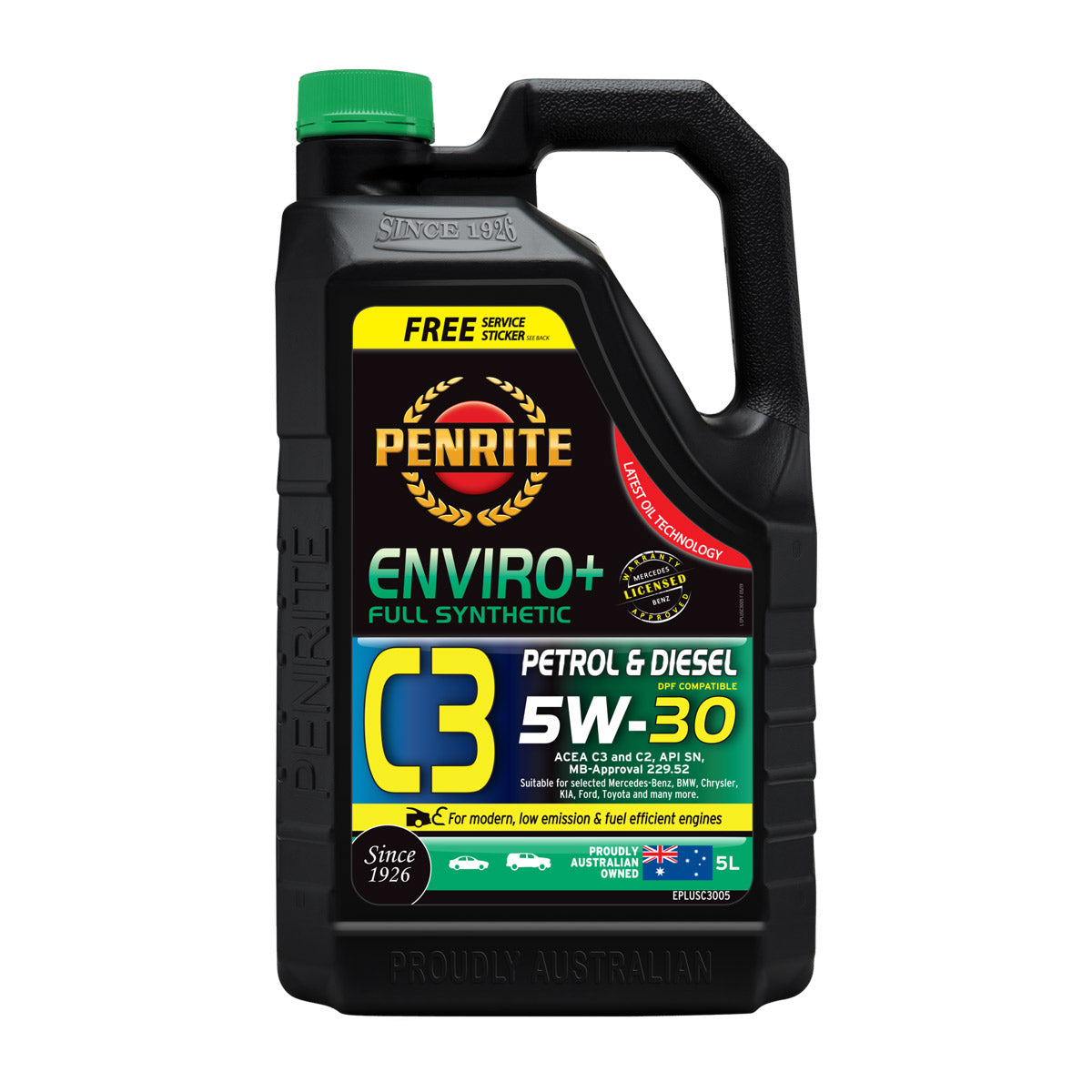 Penrite Enviro+ C3 5W-30 5W30 Full Synthetic Engine Oil 5L  - EPLUSC3005 (Pickup Only)