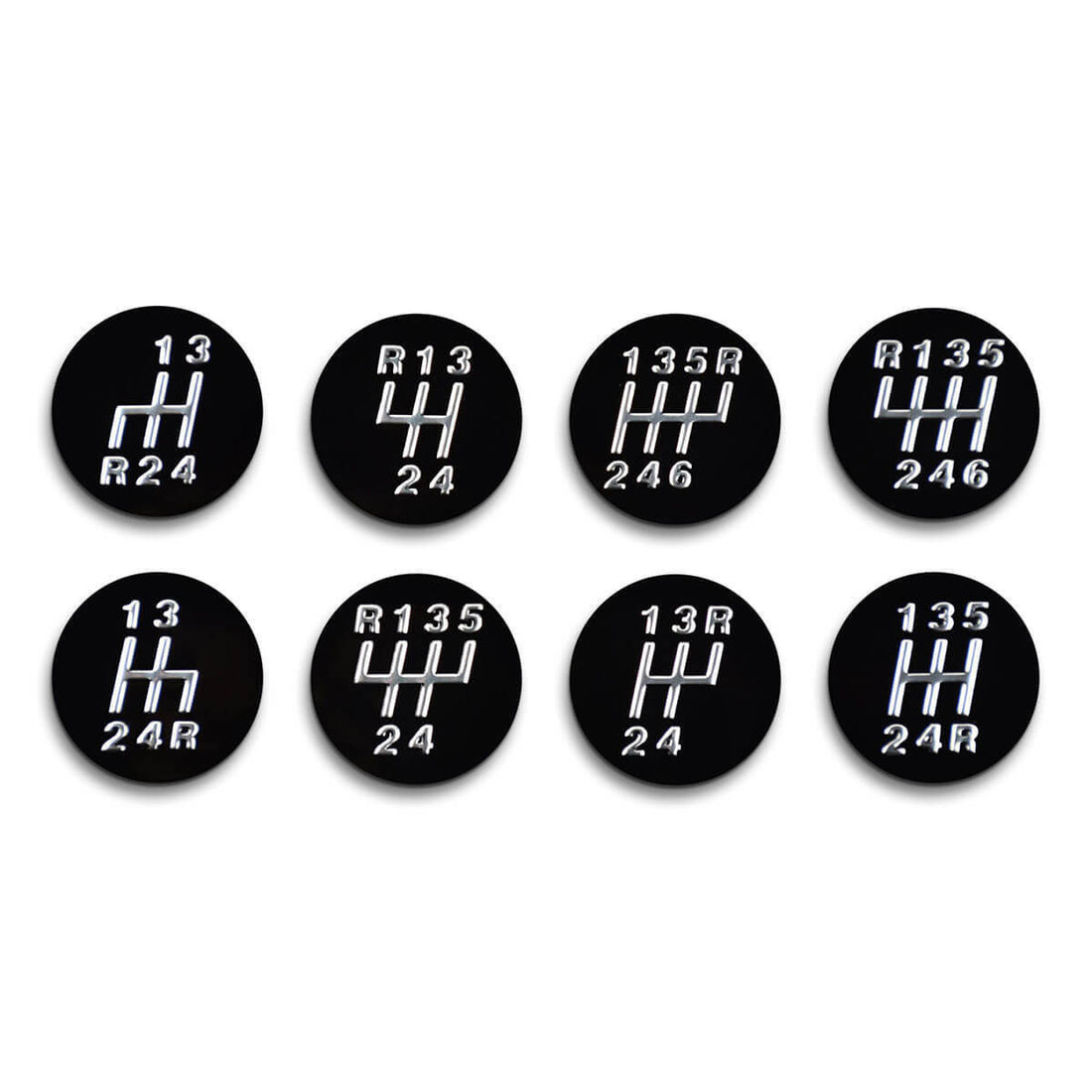 SAAS Black Leather Gear Knob with Aluminium Insert and 8 Shift Pattern Stickers - SGKAL