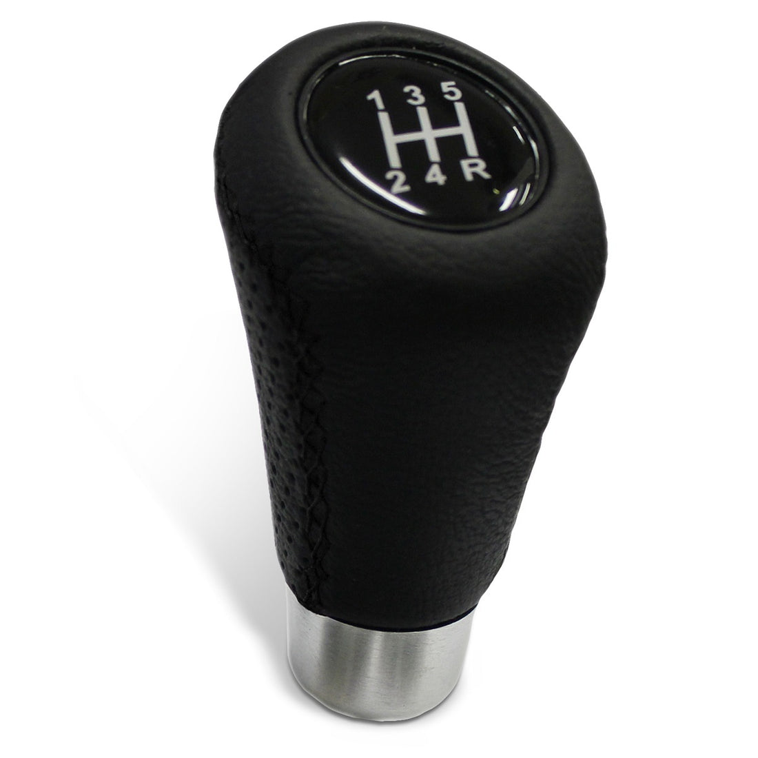 SAAS Black Leather Gear Knob with Black Stitching - SGKBL