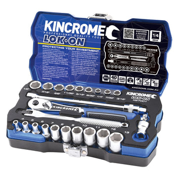 Kincrome 24 Piece 1/4" Drive Lok-On Socket Set - Metric & Imperial - K27001