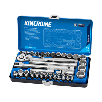 Kincrome 33-Piece 1/4" and 3/8" Drive Metric Socket Set - K28015