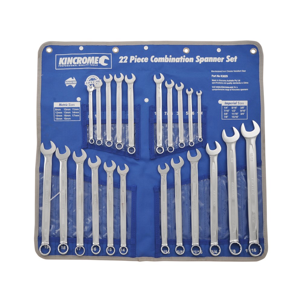 Kincrome 22 piece Combination Spanner Set Imperial and Metric - K3029