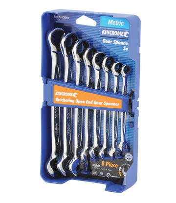 Kincrome 8 Piece Combination Ratcheting Open End Gear Spanner Set - Metric - K3098