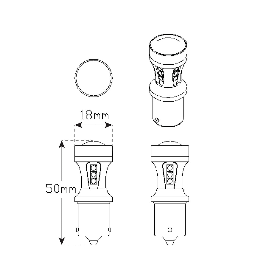 LED Autolamps 7057AM LED Amber Indicator Bulb with Bayonet Fitting