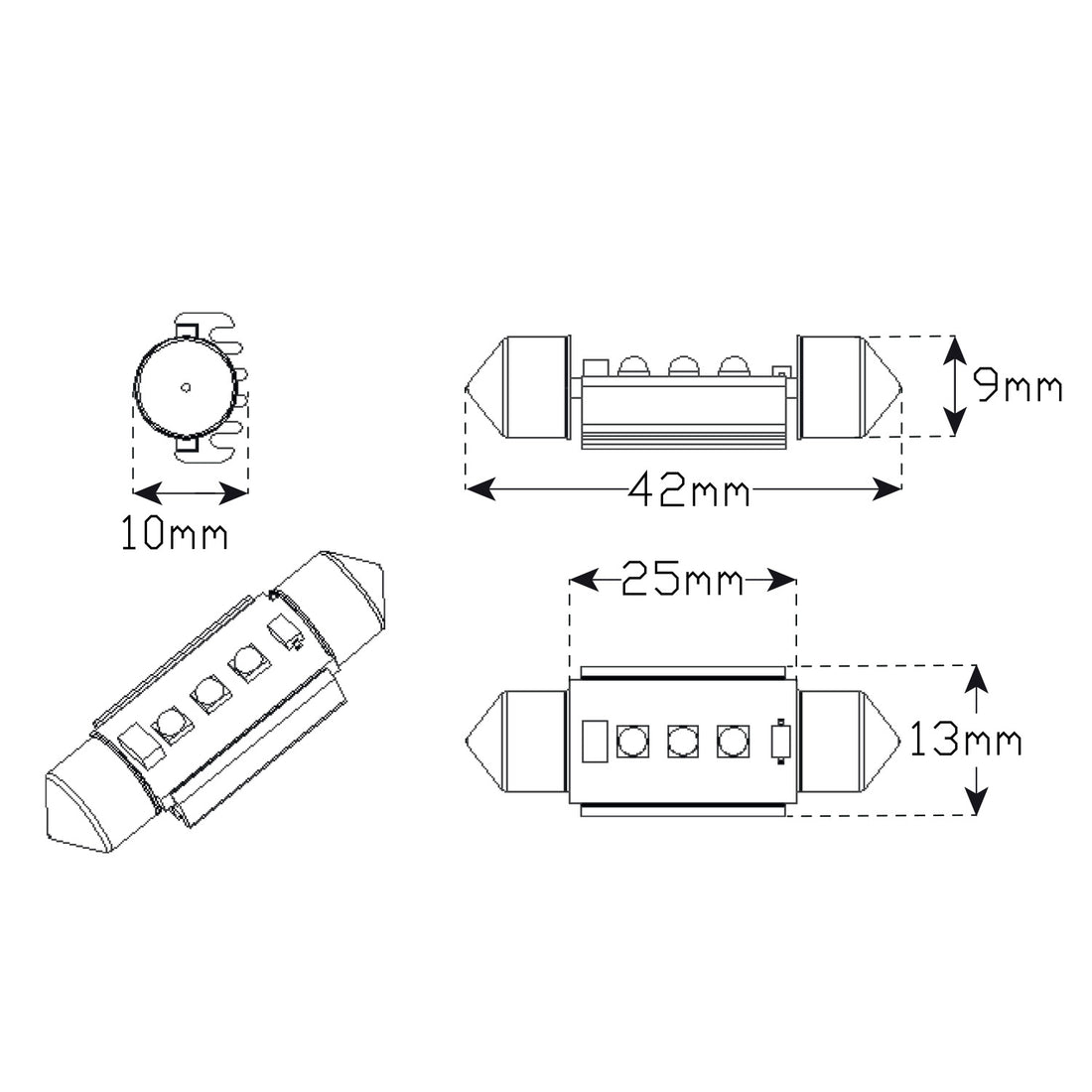 LED Autolamps FN41W LED White Festoon Bulb - 41mm