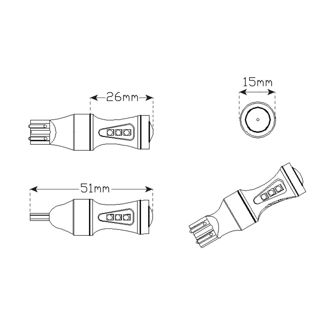 LED Autolamps T15WM T15 White LED Bulb - 570 Lumens, 51 x 15mm