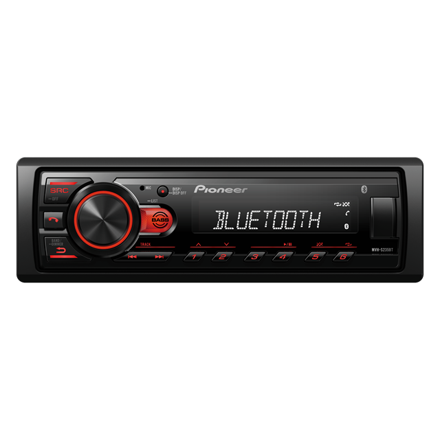 Pioneer MVH-S235BT Single DIN Mechless Media Receiver with Bluetooth and Front USB Input