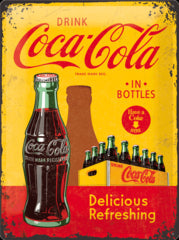 Nostalgic Art 30 x 40cm Metal Sign Coca-Cola In Bottles Yellow 23195 - 5123195