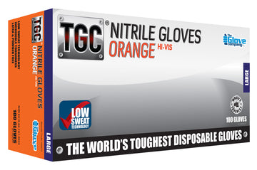 TGC Workgear Orange Nitrile Gloves - 100pk - Large - 160033