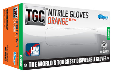 TGC Workgear Orange Nitrile Gloves - 100pk - Extra Large - 160034