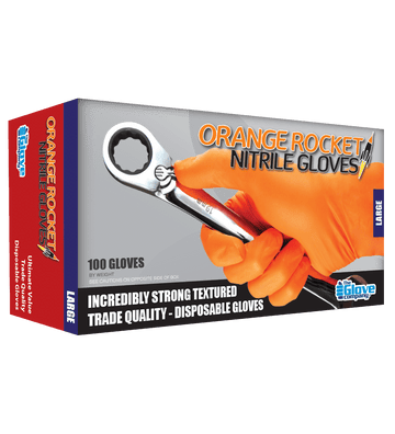 TGC Orange Rocket Nitrile Disposable Glove 100Pk Size M 130032