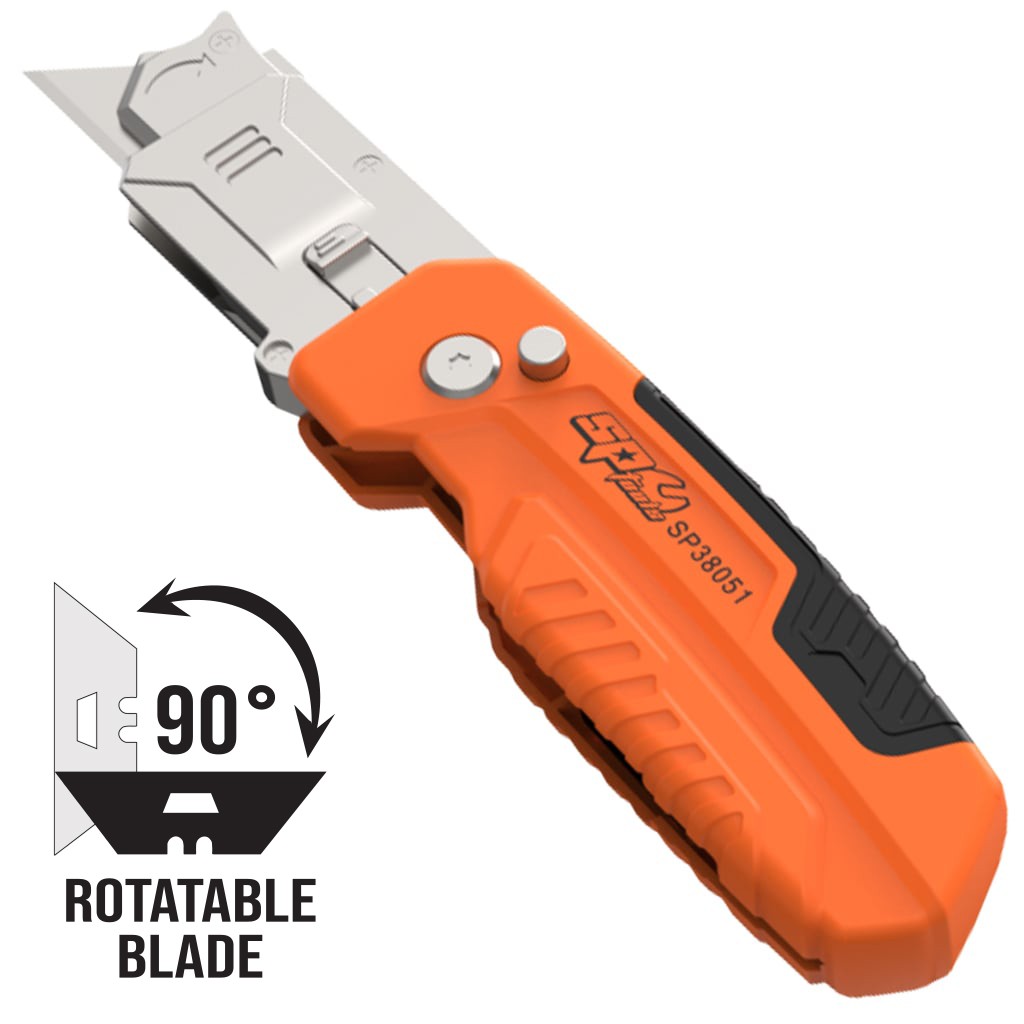 SP Tools Utility Knife - Folding Lock-back - 90° Rotatable Blade - SP38051