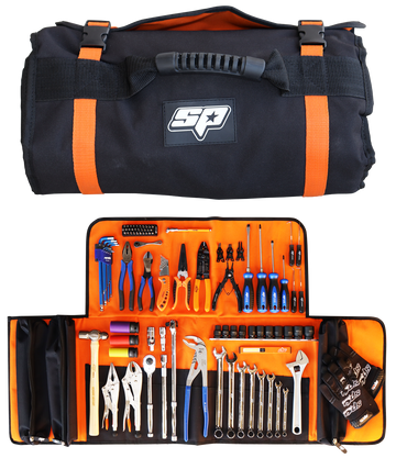 SP TOOLS Tool Kit 90 Piece Mobile Tool Roll - SP51280 (Pickup only)