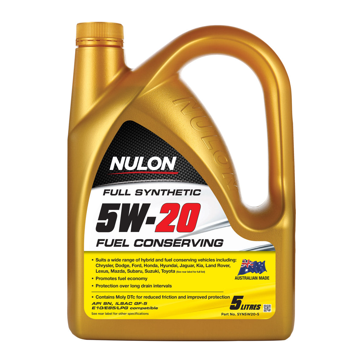 Nulon SYN5W20-5 FULL SYNTHETIC 5W-20 FUEL CONSERVING ENGINE OIL 5L