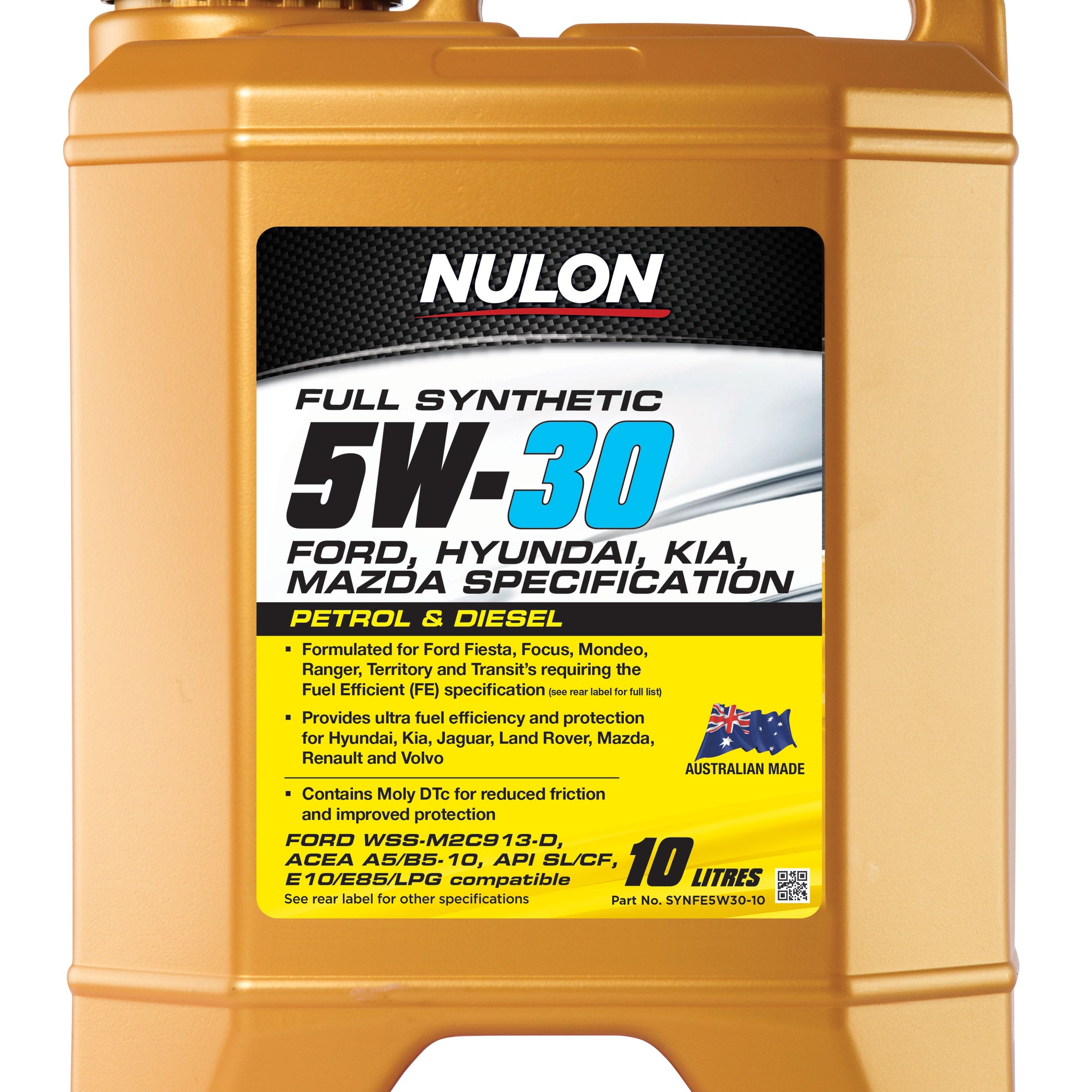 Nulon SYNFE5W30-10 5W-30 FUEL EFFICIENT FULL SYNTHETIC ENGINE OIL 10L