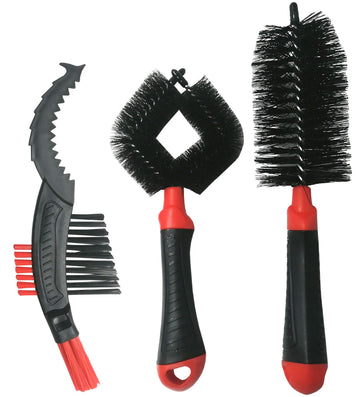 PK Tools 3 Piece Chain, Frame, Brake, Wheel & Spokes Motorcycle Cleaning Brush Set - PT40141