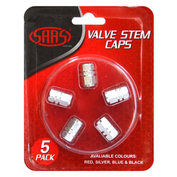 SAAS Silver Metal Valve Caps - 5 Pack - 194225