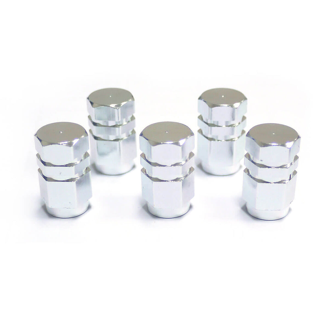 SAAS Silver Metal Valve Caps - 5 Pack - 194225