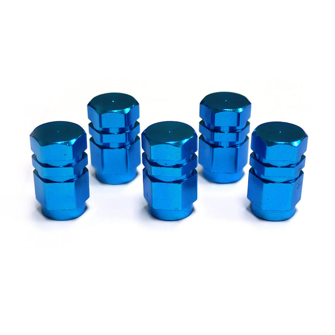 SAAS Blue Metal Valve Caps - 5 Pack - 194245