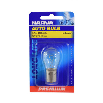 Narva 17635BL 12V 21W P21W BA15S Premium Incandescent Globe - Single