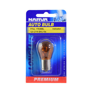 Narva 17638BL 12V 21W PY21W Amber Incandescent Bayonet BAU15S Globe - Single